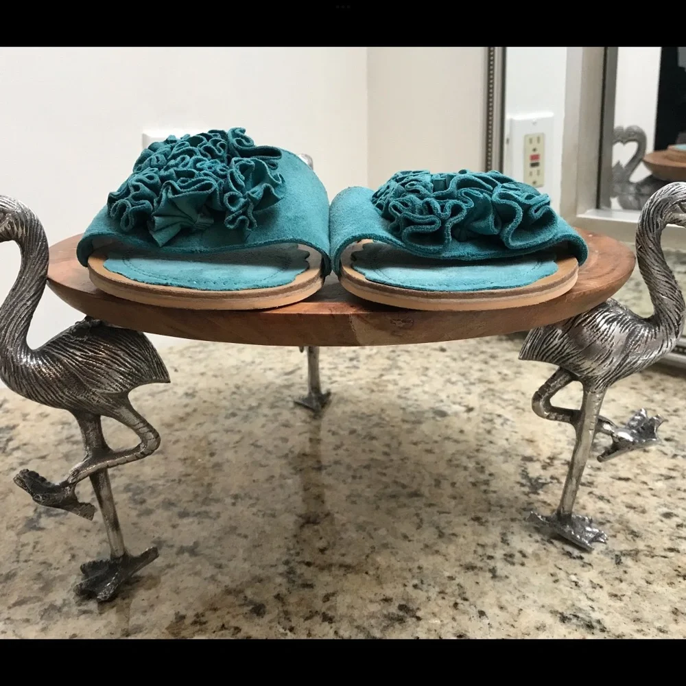🎉HP🎉 MUSSE & CLOUD Aqua / Turquoise Suede Sandal 7.5 - Picture 6 of 6
